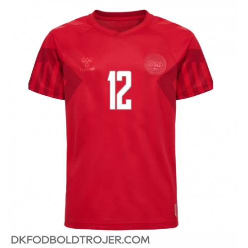 Billige Danmark Kasper Dolberg #12 Hjemmebane Fodboldtrøjer VM 2022 Kortærmet
